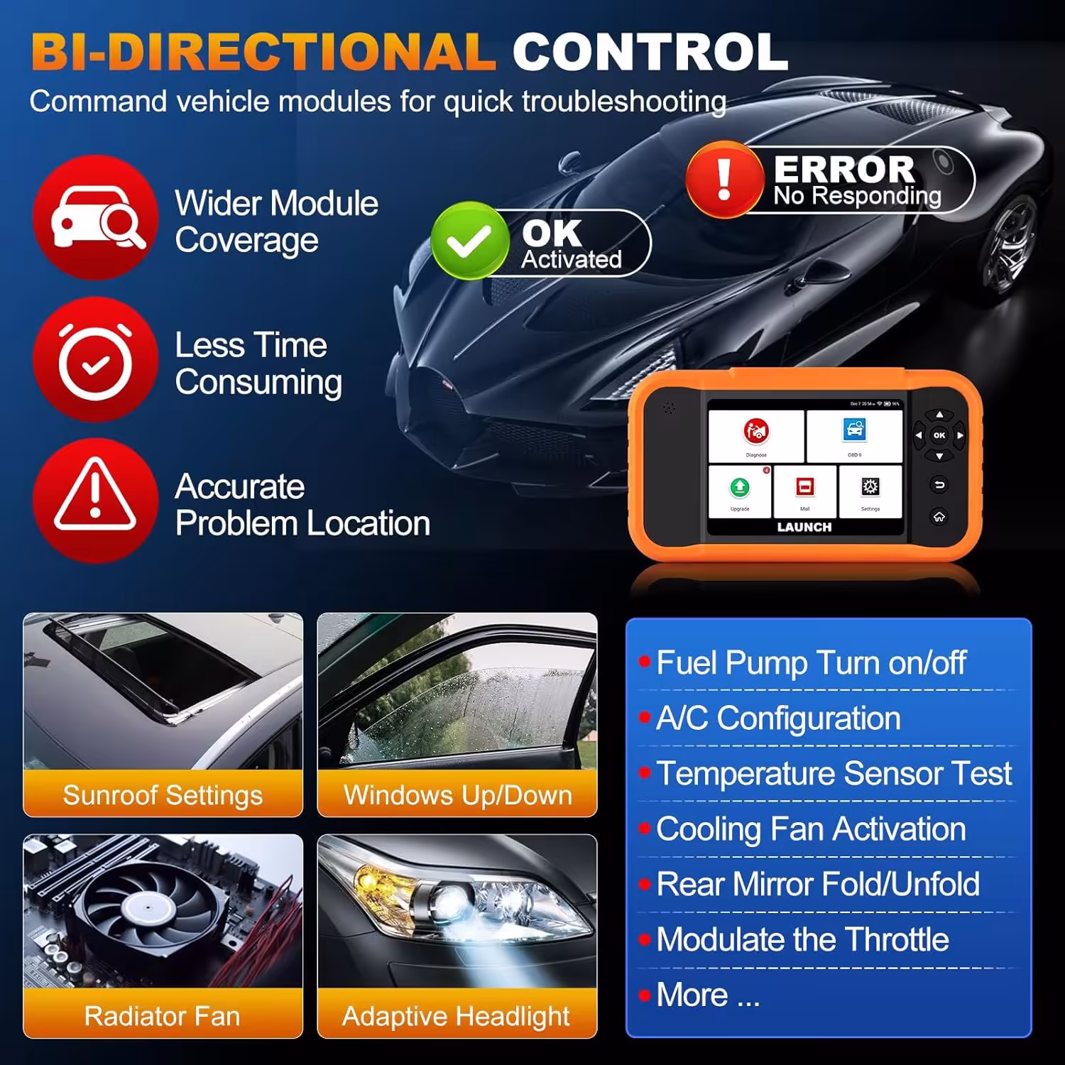 2025 LAUNCH Creader Elite 2.0 BBA Bi-Directional OBD2 Scanner for BMW,Mercedes-Benz,Volkswagen VW Audi V.A.G Group, Full System with Full Functions