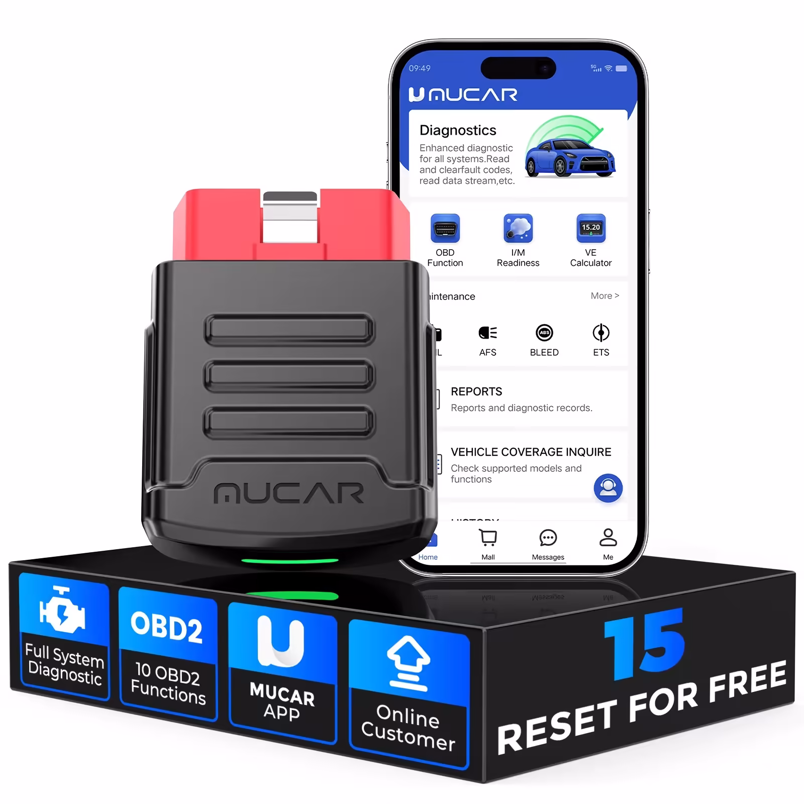 MUCAR BT200のプロOBD2の走査器の完全なシステムの診断ツール15は無線車コードの読者2024のMucarの走査器をリセットします