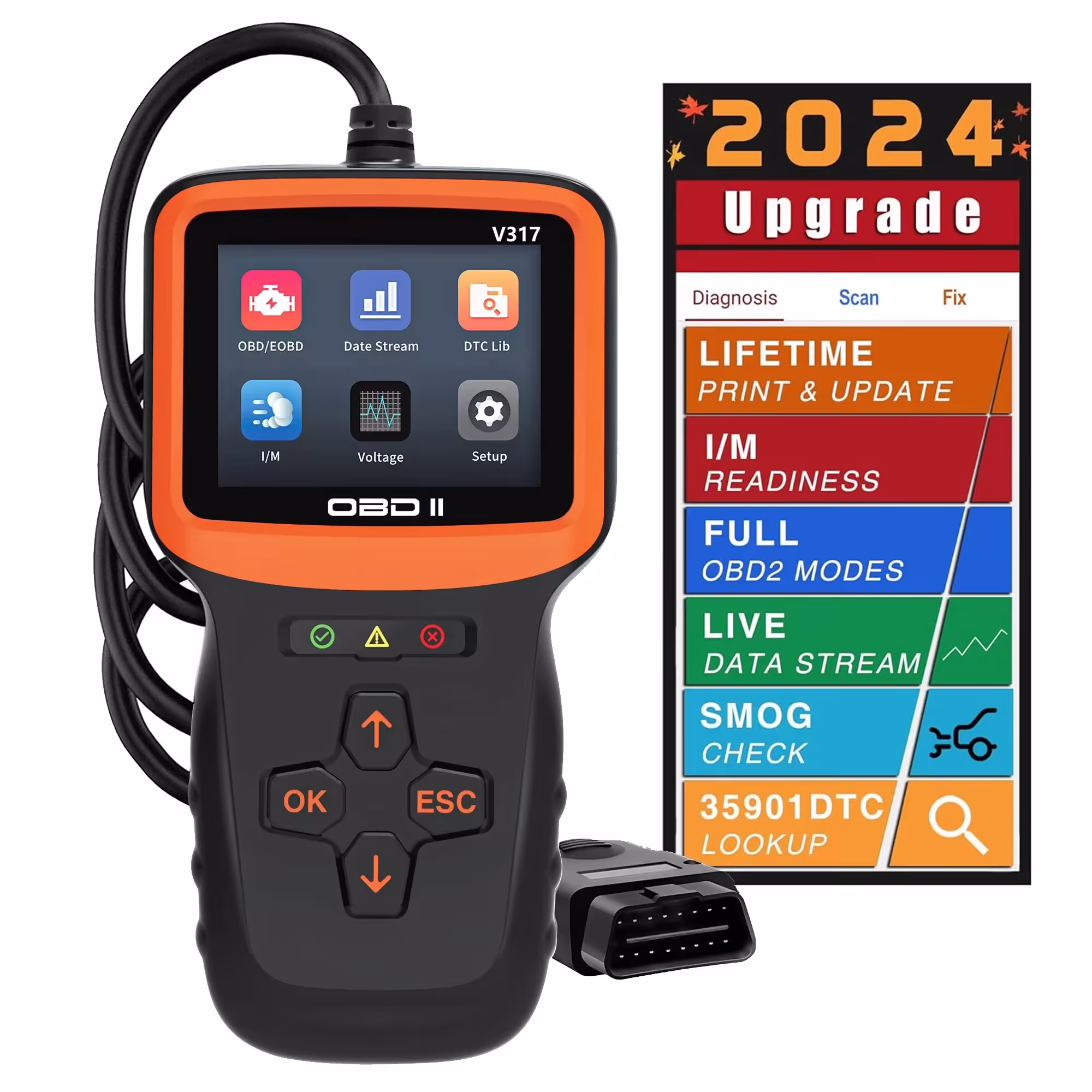 V317 OBD2 車の診断スキャナー OBD2 の診断 I/M の準備を再設定するエンジン コード リーダー