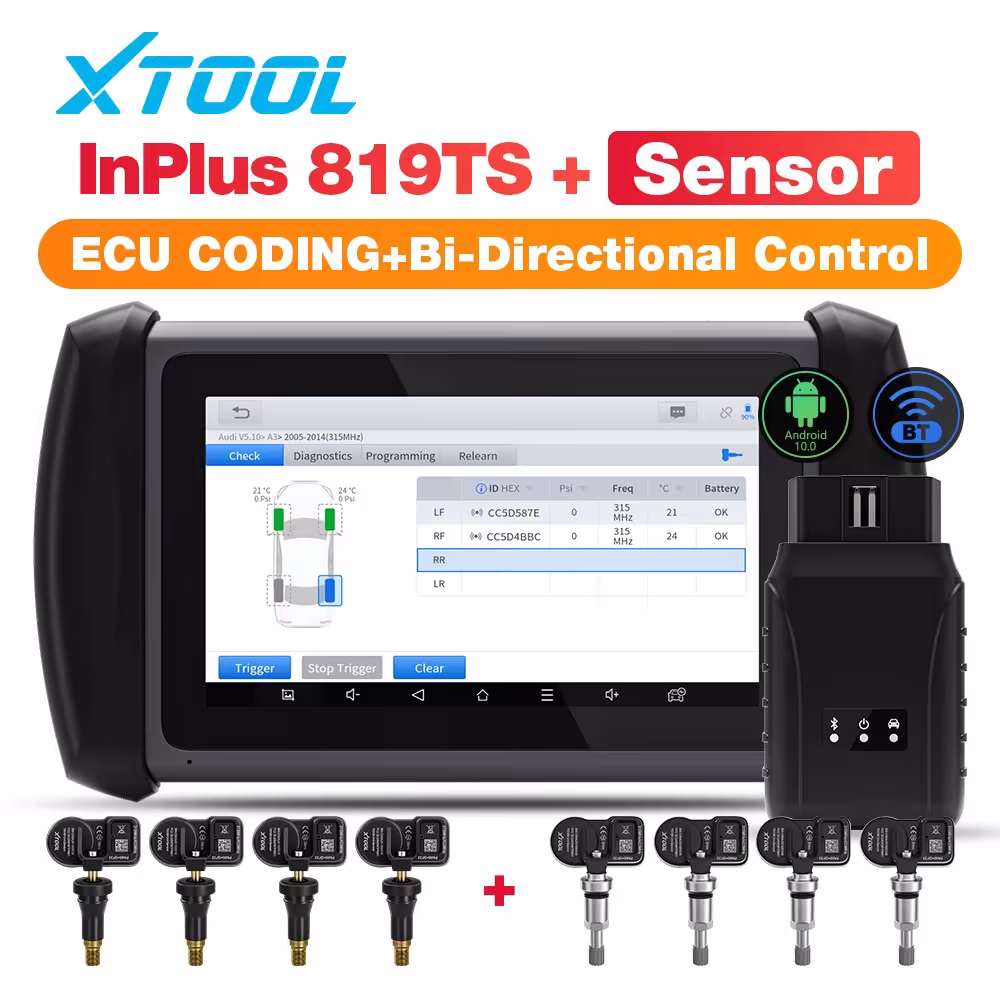 XTOOL InPlus IP819TS TPMS プログラミング すべてのシステムの診断の双方向制御 30+ 4pcTS100のBluetooth自動車のリセット