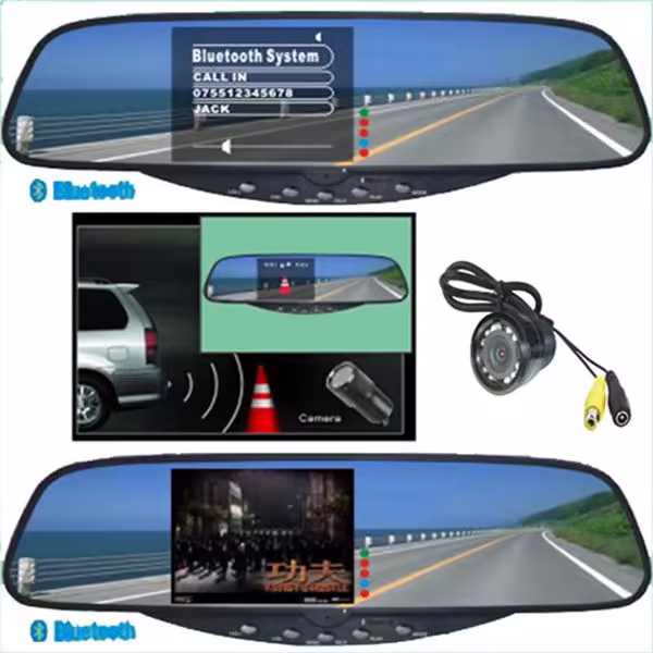 3.5"TFT Bluetoothハンドフリーキット--Bluetoothステレオハンドフリーリアビューミラー