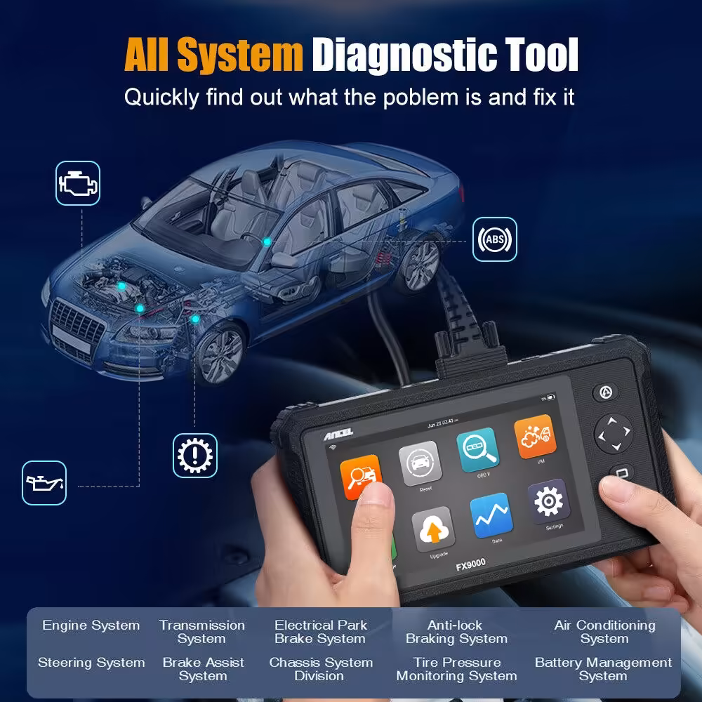 Ancel FX9000 OBD2 Automotive Scanner Professional OBD 2 Car Tools All System SRS TPMS TPS DPF IMMO Reset ODB2 Diagnostic Tool