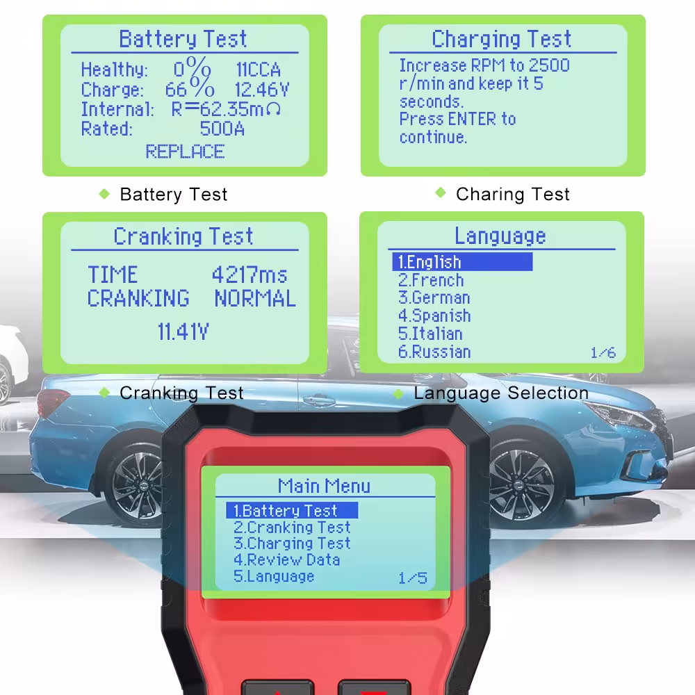ANCEL BST100 Car Battery Charger Tester Analyzer 12V 2000CCA Voltage Battery Test Car Charging Circut load Tester Tools PK KW600