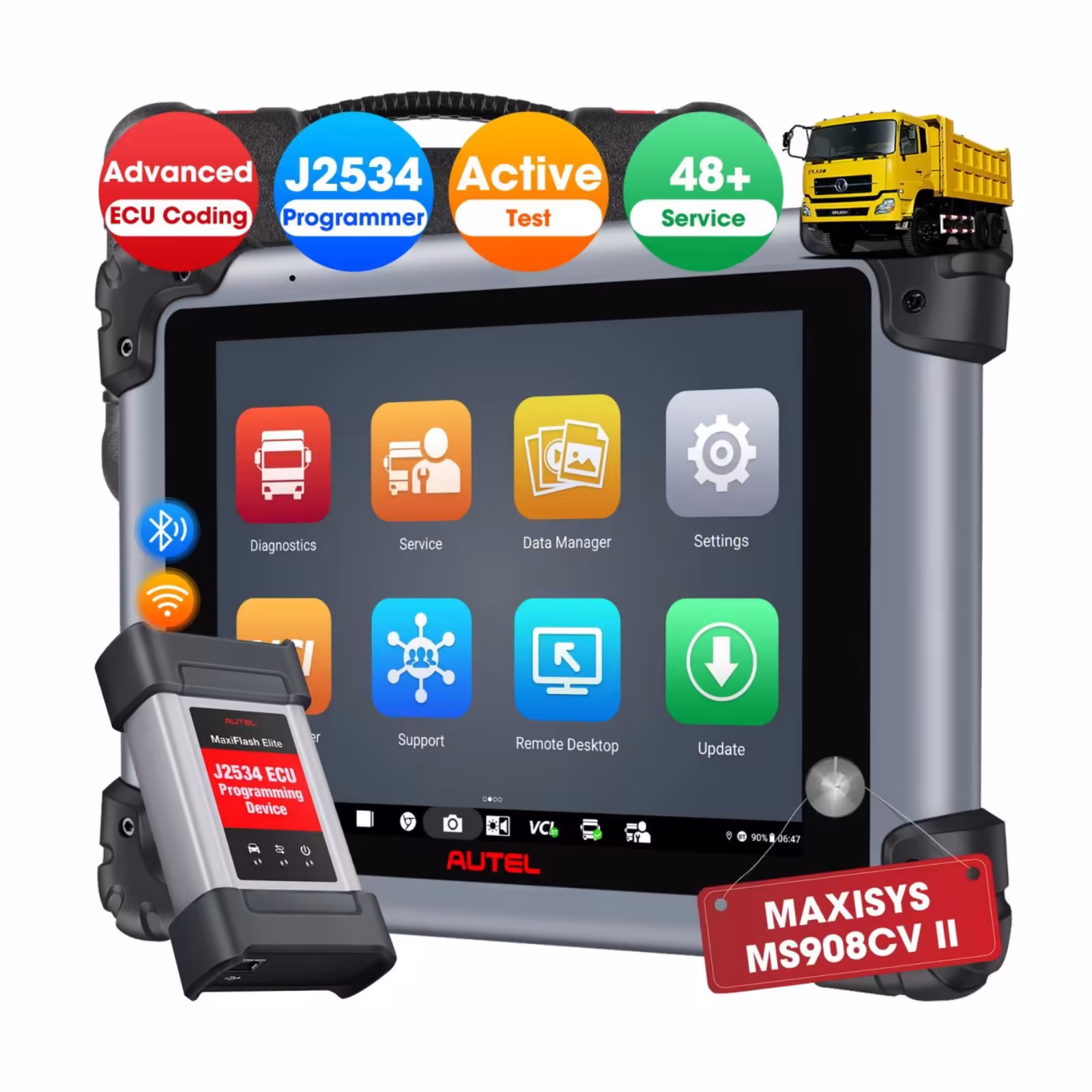 2024 Autel Maxisys MS908CV II 重役トラック スキャナー J2534 ECU プログラミング サポート スマート AutoVin 2.0 および Pre Post スキャン MS908CV の Ver. をアップグレードしました