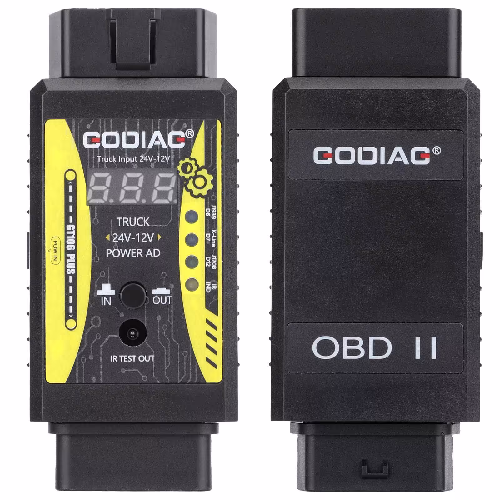 2025 GODIAG GT106 PLUS 24V to 12V Heavy Duty Truck Adapter 新しく追加された燃料注入器のクリーニングおよびテスト 自動車およびトラックのためのリレーテスト