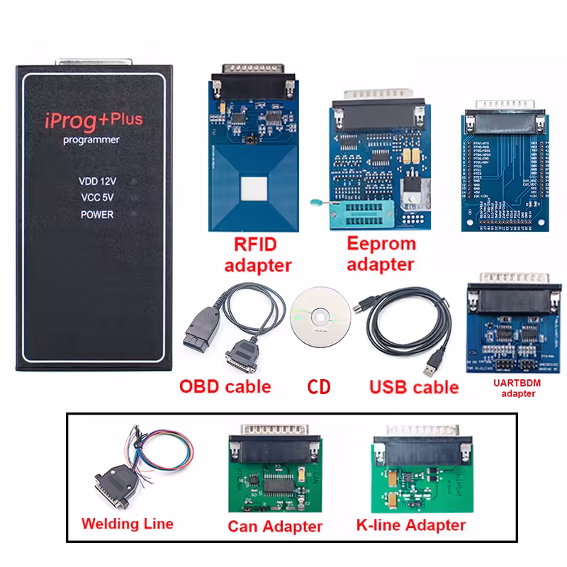 iprog pro V87 Full Iprog + Plus 777 with 6 adapters 3in1 IMMO/Mileage/Airbag Reset EEPROM OBD2 Auto Key Programmer Tool