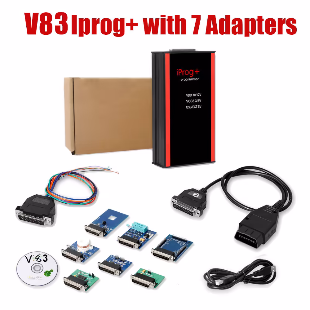 7つのアダプターを備えたV87 Iprog+ ProはIMMO+マイルレージ修正+エアバッグリセットをサポートします