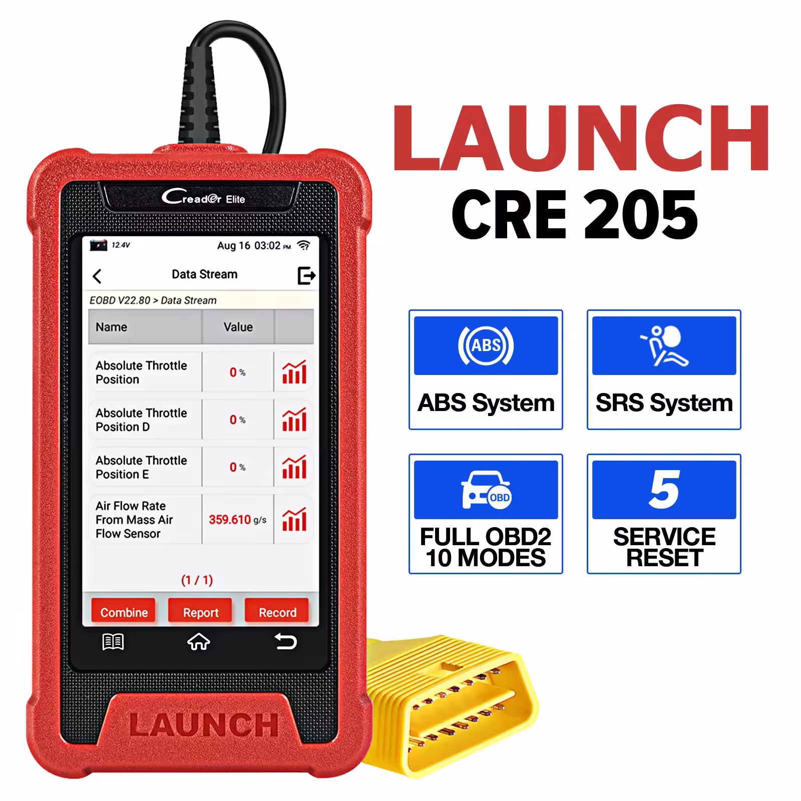 打ち上げX431のCreaderの精英CRE205 OBD2の走査器ABS SRSシステムは16のリセットサービスの走査器の寿命の自由な更新を診断します
