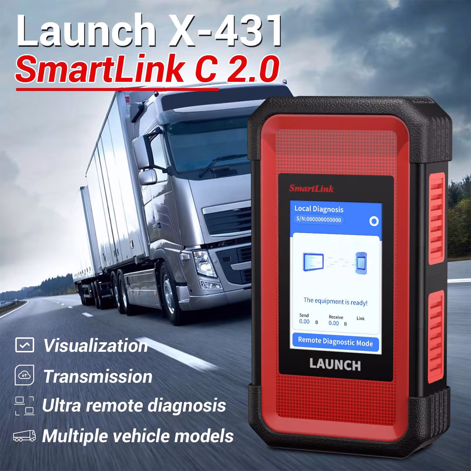 Launch X431 V+5.0 PRO3 10.1inch Tablet with X-431 SmartLink C 2.0 Heavy-duty Truck Module for Commercial Vehicles/ Passenger/ New Energy Car