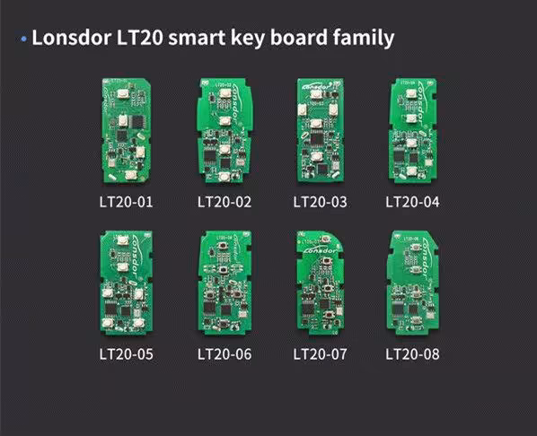 4pcs Lonsdor LT20-02/LT20-03/LT20-05/LT20-06/LT20-07 K518/KH100+ シリーズのためのトヨタ レクサス 433/315 MHz の 8A+4D ユニバーサル スマート キーボード PCB