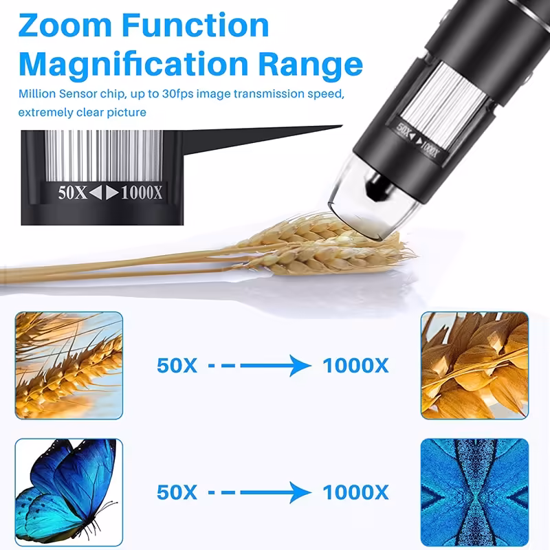 Professional USB Digital Microscope 1600X 8 LEDs 2MP Electronic Microscope Endoscope Zoom Camera Magnifier+ Lift Stand
