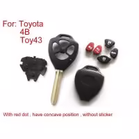 Remote Key Shell 4  Button (With Red Dot Have Concave Position Without Sticker) for Toyota 5pcs/lot