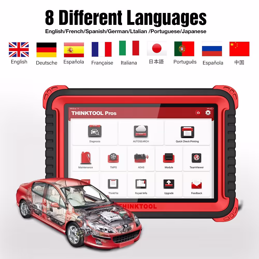 Thinkcar Thinktool Pros auto Diagnostic Tool 10inch Full System ADAS OBD2 Code Scanner 28 Reset Function pk x431 V+
