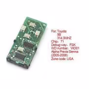 Toyota Smart Card Board 5 Buttons 314.3MHZ Number 271451-6221-USA