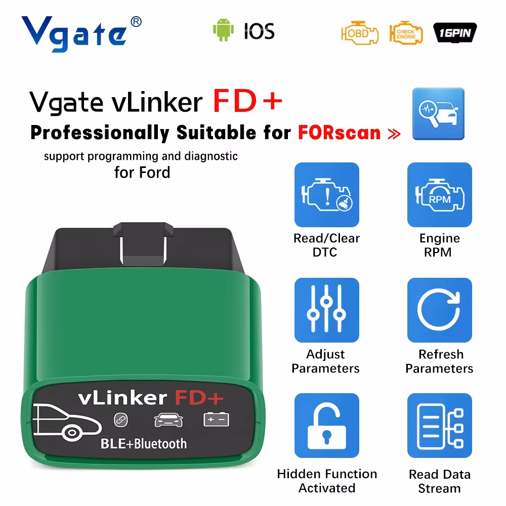 フォード FORScan wifi OBD2 車の診断 OBD 2 の走査器 J2534 自動ツール ELM 327 V1 5 のための Vgate vLinker FD+ ELM327 Bluetooth 4.0