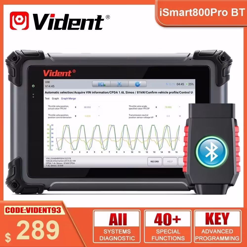 Vident iSmart800Pro BT OBD2 Bluetoothの車の診断ツール 40 機能のキープログラマーの活動的なテストの自動スキャンのオンライン更新をリセットします