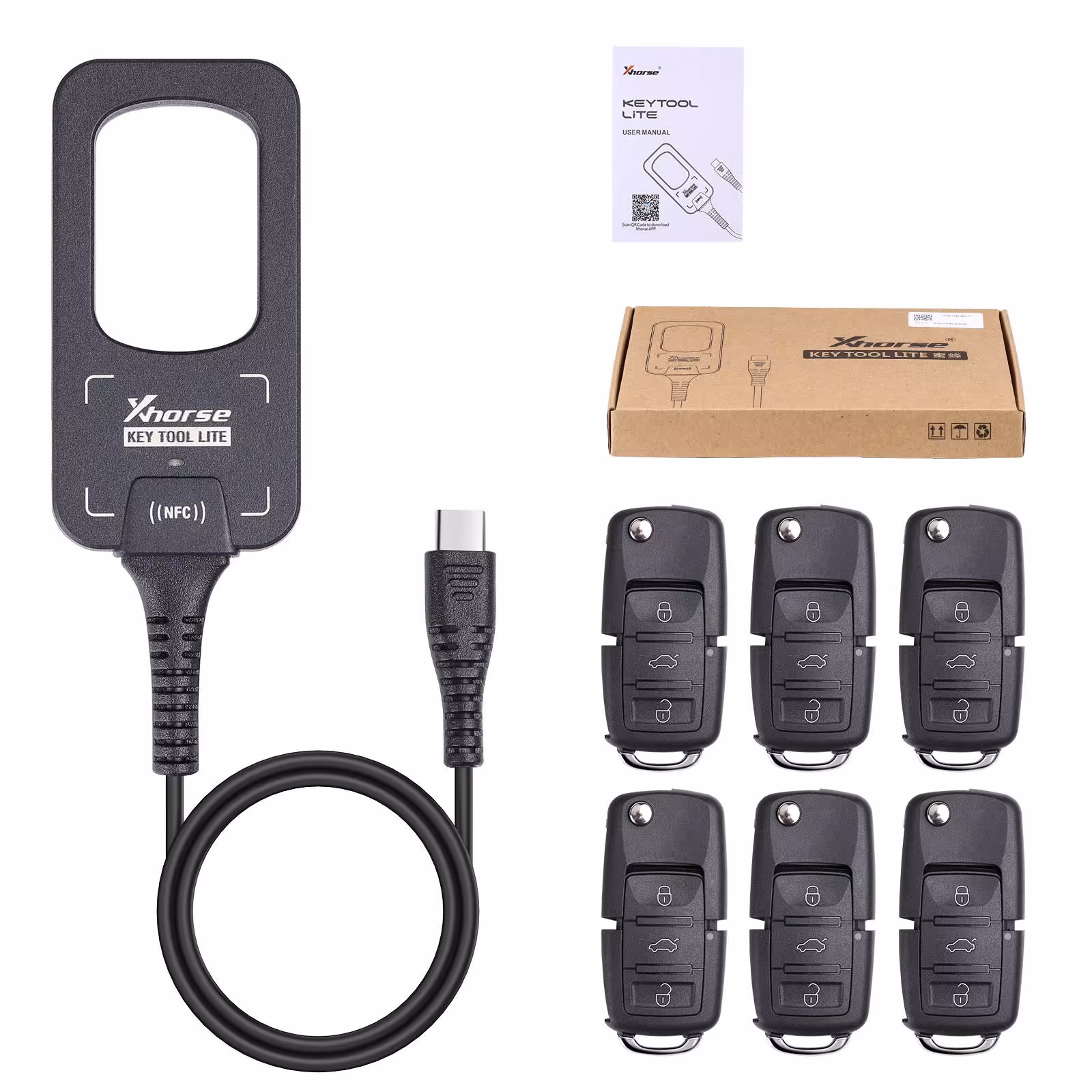 2023 Xhorse VVDI BEEキーツールライト周波数検出トランスポンダークローン作業Android電話で無料6pcs XKB501ENリモートを取得