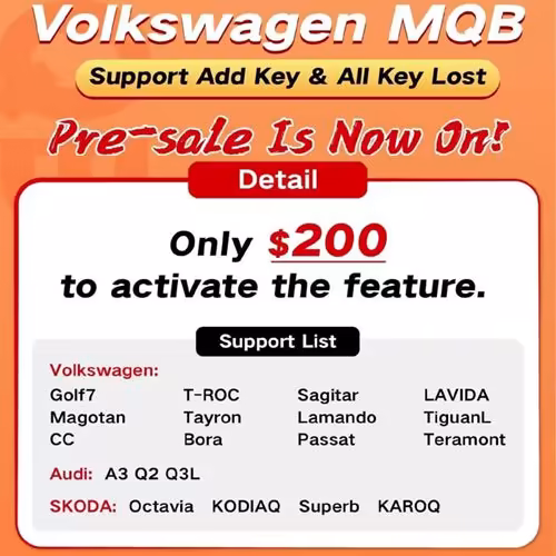 2024 Xhorse Volkswagen MQB Support Add Key & All Key Lost License Suitable for Key Tool Plus Pad or VVDI2 + VVDI Prog