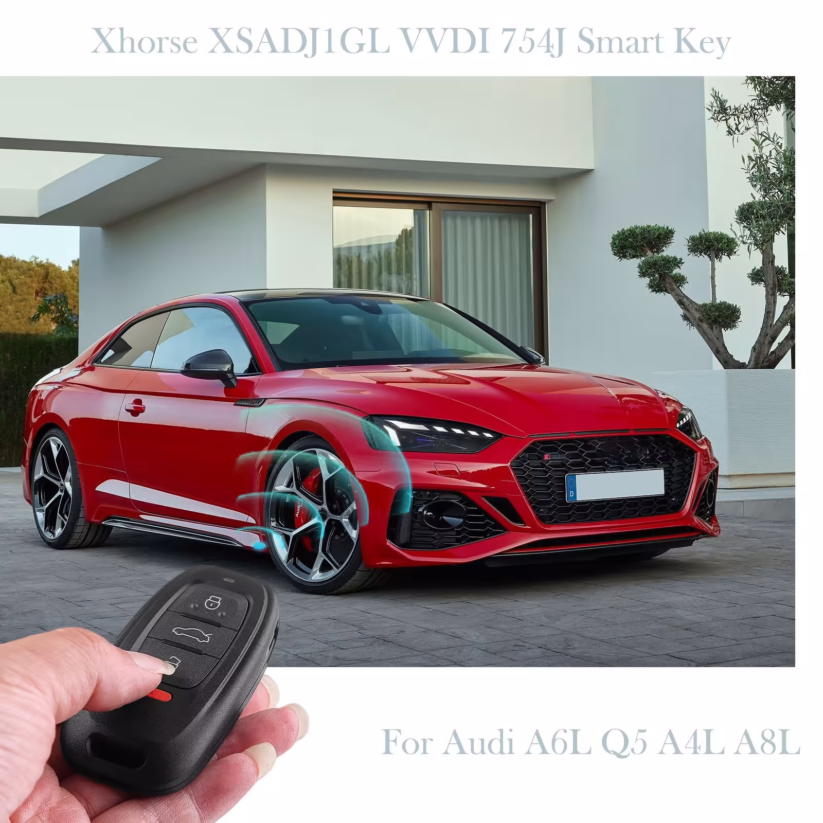Xhorse XSADJ1GL VVDI 754J Wireless Smart Key for Audi 315/433/868MHZ A6L Q5 A4L A8L with Key Shell