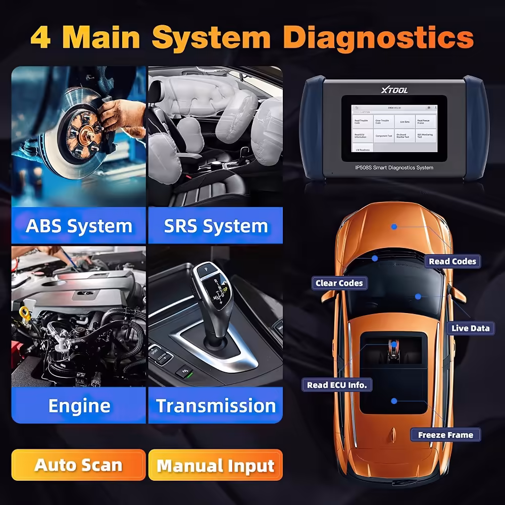 XTOOL InPlus IP508S OBD2 Diagnostic Tool Automotive ABS SRS Airbag Engine AT Code Reader Scanner Better 129E Online Update