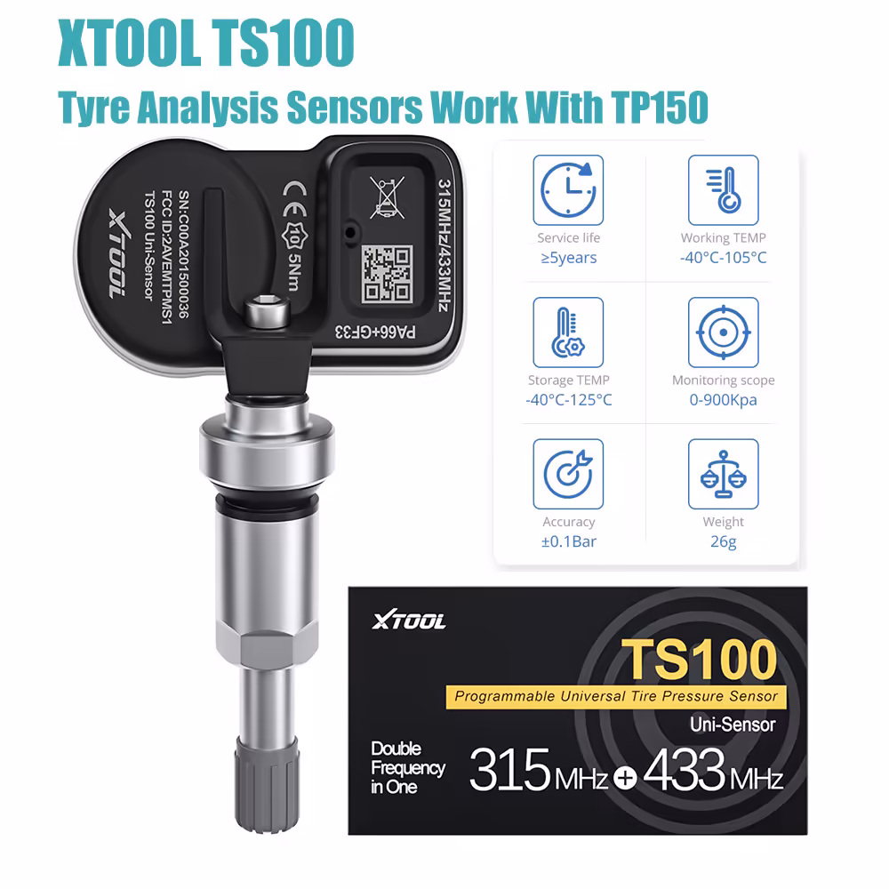 XTOOL TS100 433 MHz 315 MHz タイヤ分析センサーはTP150/TP200 TPMS監視システム自動車タイヤ修理ツールと働く